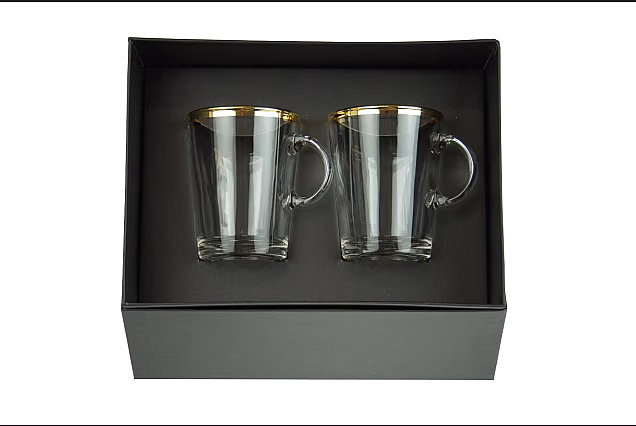 Faro Gold-FM-2 szt szklanki do herbaty z uchem 250ml