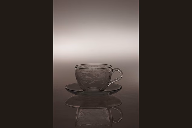 Filiżanki do cappuccino ze spodkiem-Trawione w szkle