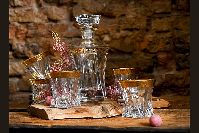 Ambasador-AZ-Luksusowa karafka kryształowa + 6 szklanek do whisky