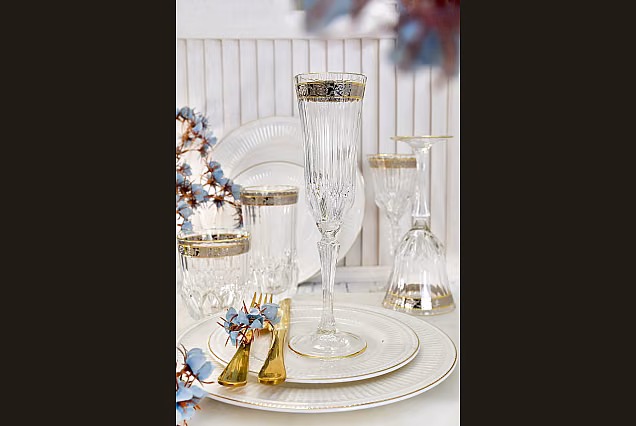 Eleganckie kieliszki do szampana 180ml zdobione Sofia Crystal -SCA