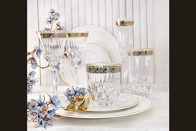 Eleganckie kieliszki do szampana 180ml zdobione Sofia Crystal -SCA