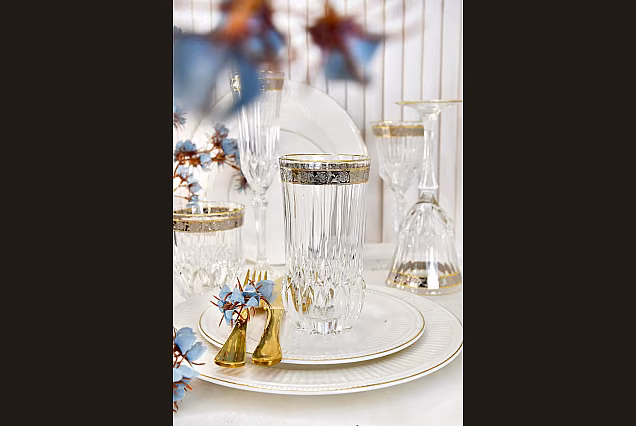 Eleganckie szklanki do wody z platynowym dekorem Sofia Crystal-SCD