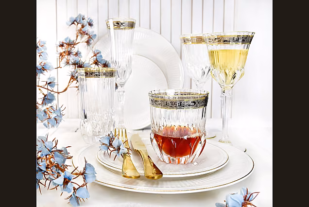 Eleganckie kieliszki do szampana 180ml zdobione Palermo Crystal -PCA
