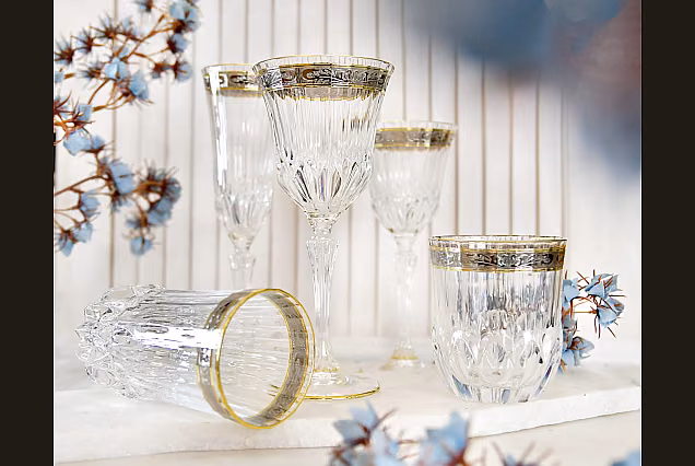 Luksusowe kieliszki do wina 220ml z platynowym zdobieniem Palermo Crystal-PCC