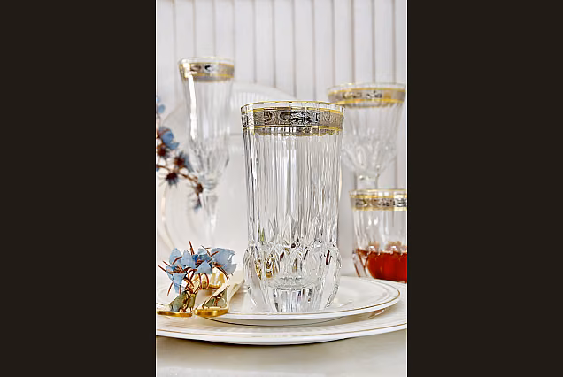 Eleganckie szklanki do wody z platynowym dekorem Palermo Crystal-PCD