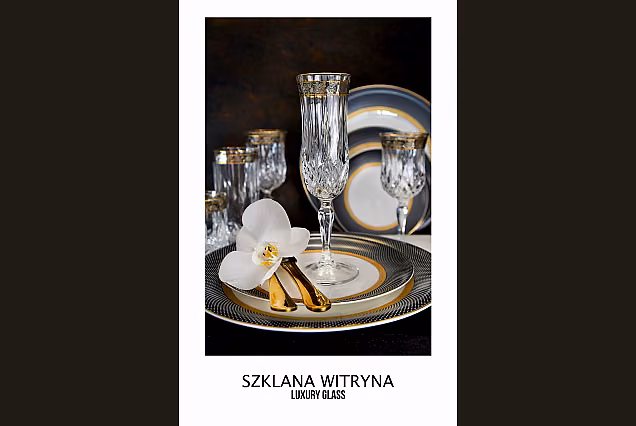 Eleganckie kieliszki do szampana 130ml zdobione Opera Platin-OCA
