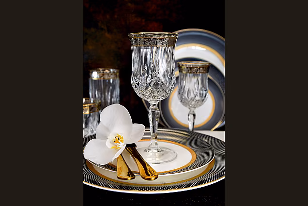 Luksusowe kieliszki do wina 230ml dekorowane Opera Platin-OCB